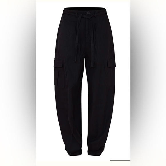 Pretty Little Thing Black Baggy Low Rise 90's Cargo Trouser Pants US 2 Office - Picture 4 of 15
